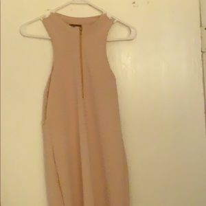 Tan Dress. Front zipper.